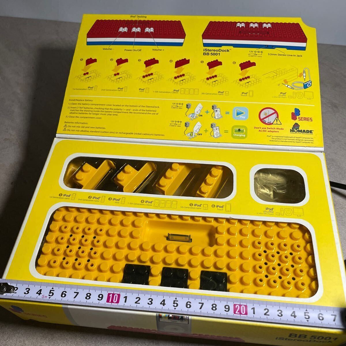 hz95 新品 未使用品 LEGO レゴ レゴブロックipod スピーカー 6-99 BB 5001 大型ブロックスピーカー 便利 オシャレ 黄色 ポータブル の画像8