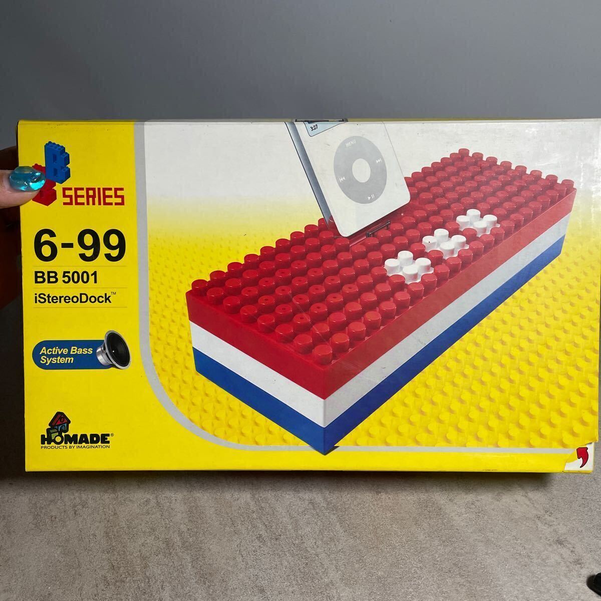 hz95 新品 未使用品 LEGO レゴ レゴブロックipod スピーカー 6-99 BB 5001 大型ブロックスピーカー 便利 オシャレ 黄色 ポータブル の画像2