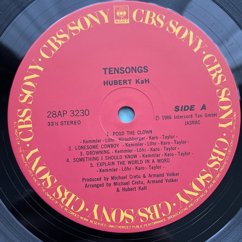 ☆美盤 HUBERT KAH/TENSONGS ハイプステッカー付 / CBS/SONY 28AP3230 帯付き【日本盤】 LP レコード アナログ盤 10327F3YK4の画像4