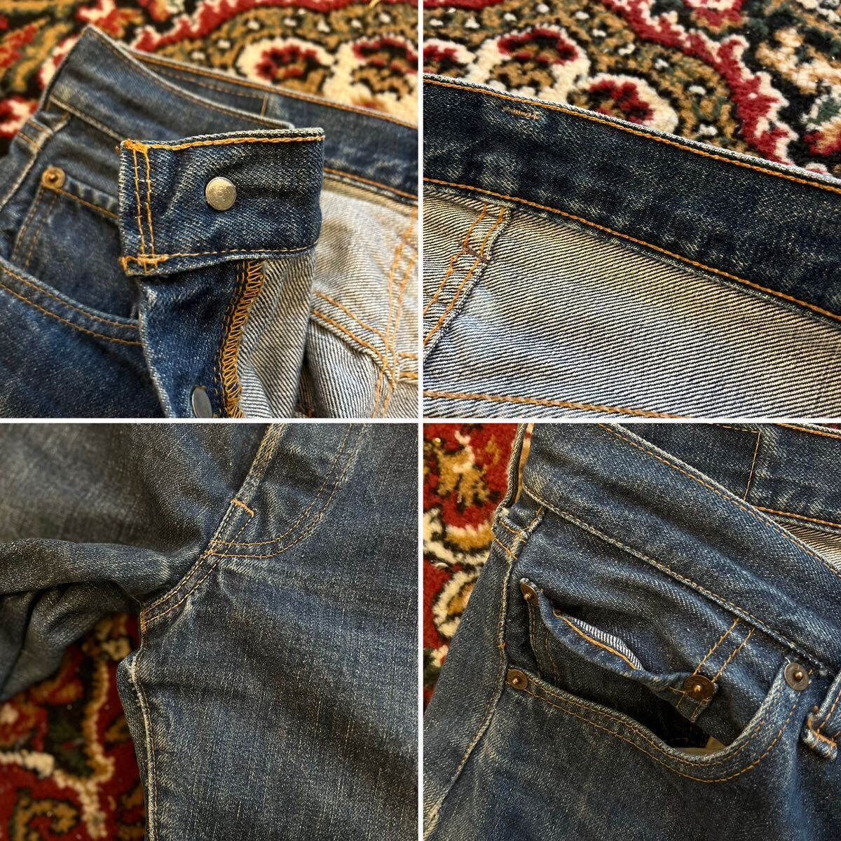 60s USA製 Levi’s 501 赤耳 デニム パンツ BIG E ボタン裏刻印 6 VINTAGE 古着 ジーンズ ジーパン 大戦 セルビッチ実寸 W28 L30 米国_画像7