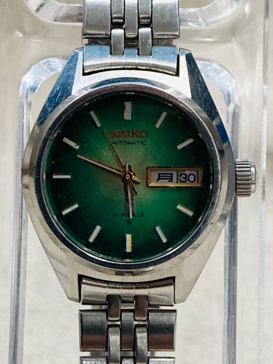 SEIKO レディース 21石 2706-0290 AUTOMATIC 緑文字盤 中古経年保管品