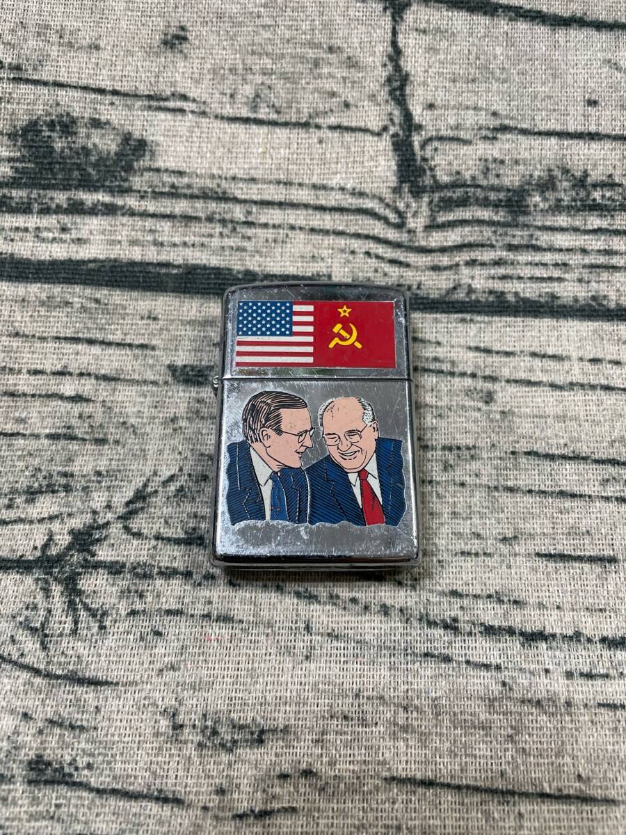 ZIPPO/オイルライター/ブッシュ大統領 ゴルバチョフ大統領 /中古品_画像1