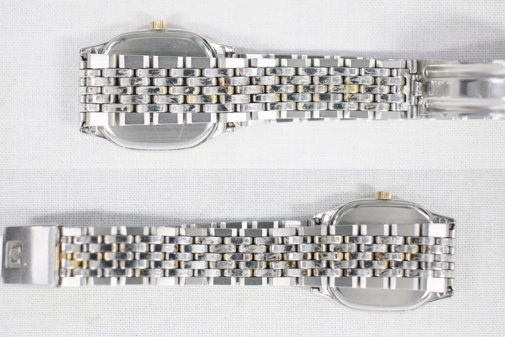 ◎ 中古品 OMEGA オメガ シーマスター 腕時計 クオーツ デイト ゴールド×シルバー 白文字盤 スクエア メンズ レディース スイスの画像6