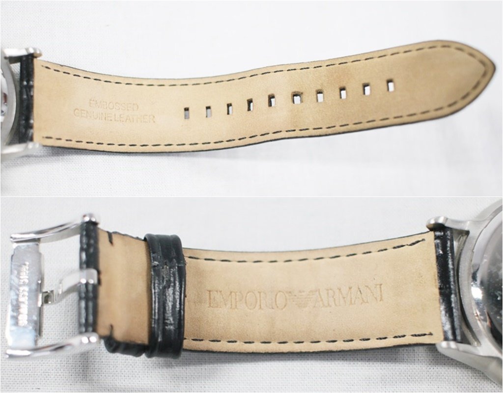◎中古品 EMPORIO ARMANI エンポリオアルマーニ AR-2432 腕時計 クォーツ シルバー メンズ 日付表示 動作確認済みの画像9