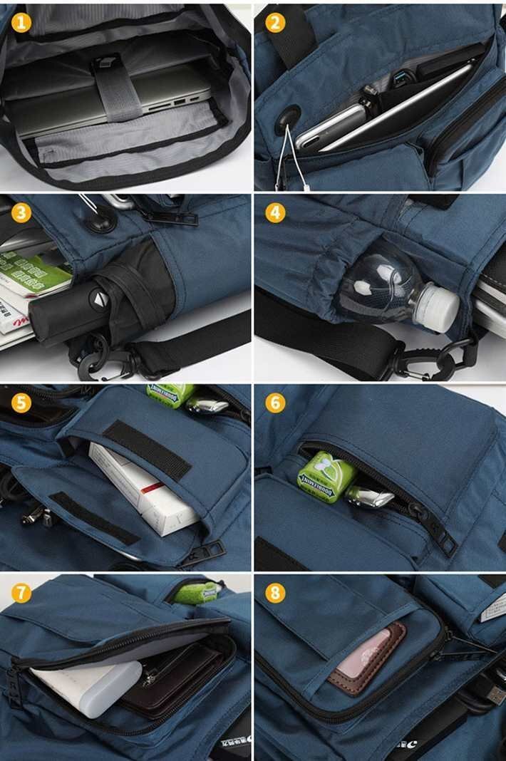 【機能的＆スタイリッシュ】トートバッグ ショルダーバッグ メンズ 鞄 カバン シンプル 収納 ポケット付 防水 7988447 グレー 新品の画像7