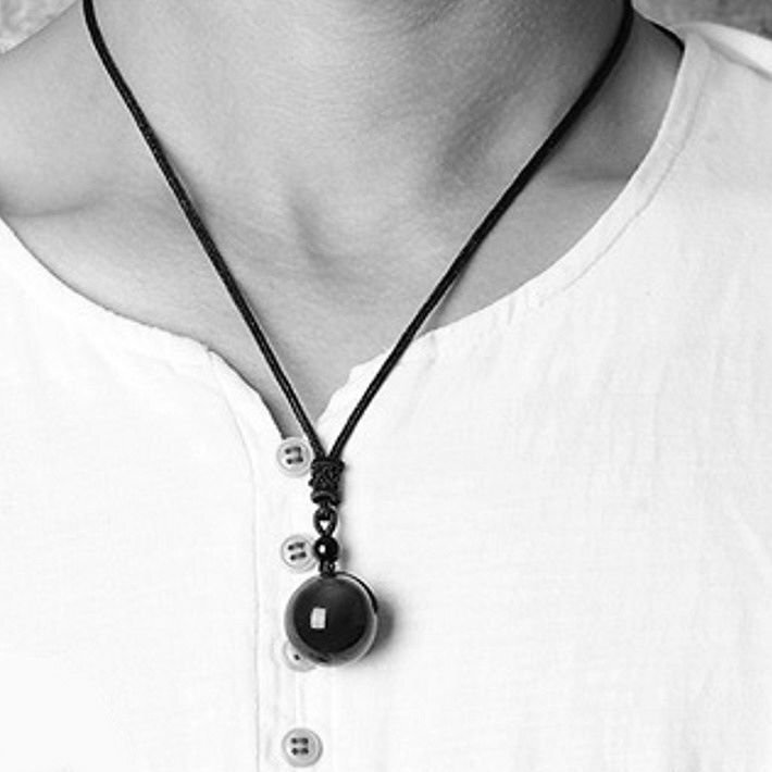 16mm Power Stone necklace choker men's lady's natural stone ..UP six character genuine .× black . stone 7992054 six character genuine . new goods 1 jpy start 