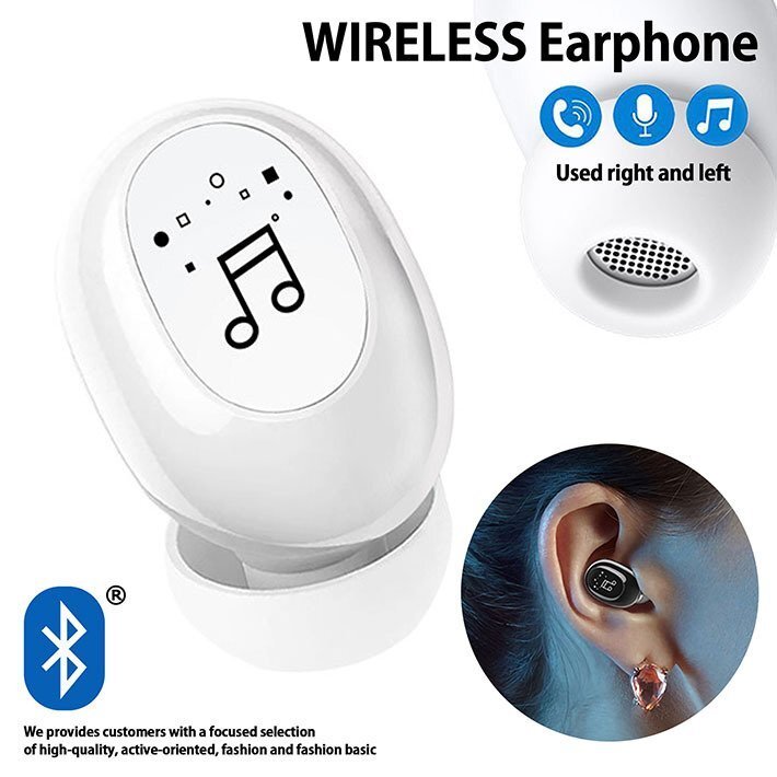 ワイヤレスイヤホン ワイヤレス スポーツ Bluetooth5.1 マイク 左右兼用 片耳 高音質 iPhone android 7987959 ホワイト 新品 1円 スタートの画像1