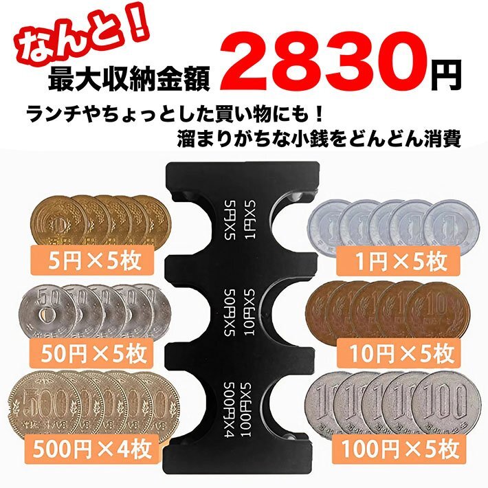 コインホルダー コインケース キーホルダー 小銭入れ 財布 コイン収納 片手で使える 小銭収納 分けれる 7987353 ONESIZE レッド 新品_画像3