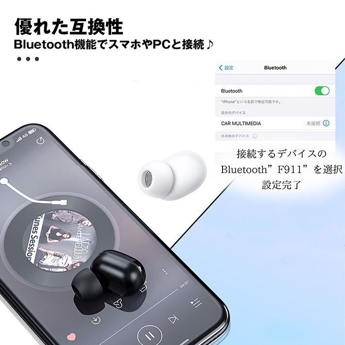 ワイヤレスイヤホン ワイヤレス スポーツ Bluetooth5.1 マイク 左右兼用 片耳 高音質 iPhone android 7987959 イエロー 新品 1円 スタートの画像3