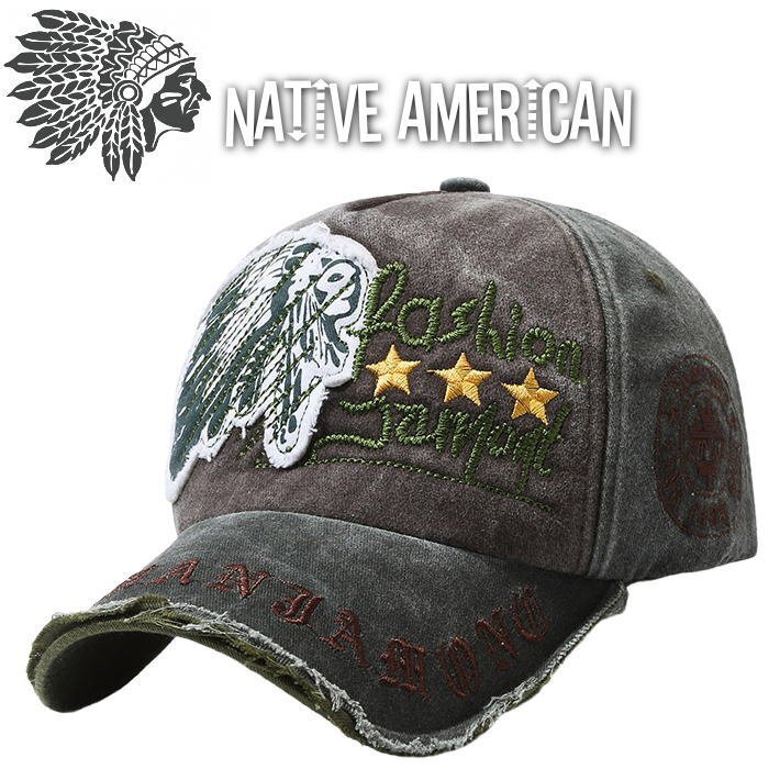 インディアン INDIAN NATIVE AMERICAN キャップ 帽子 野球帽 アウトドア メンズ ローキャップ 7987174 オリーブ 新品 1円 スタートの画像1