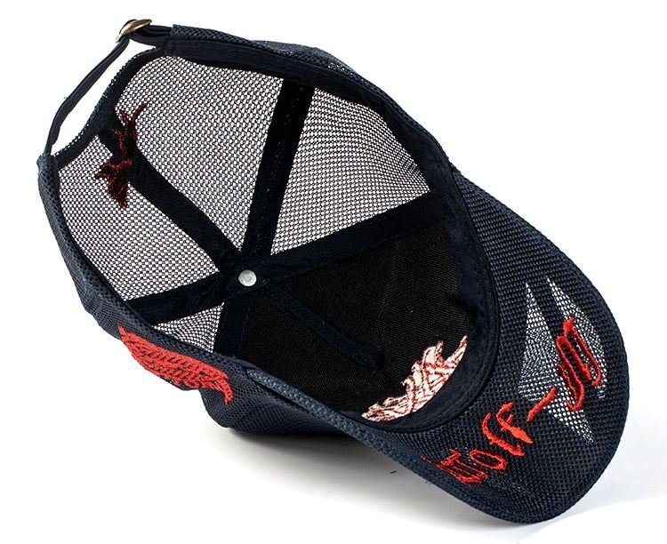 通気性◎ メッシュキャップ メンズ 帽子 野球帽 刺繍 7987439 普通サイズ ブラック×ゴールド 新品 1円 スタートの画像4