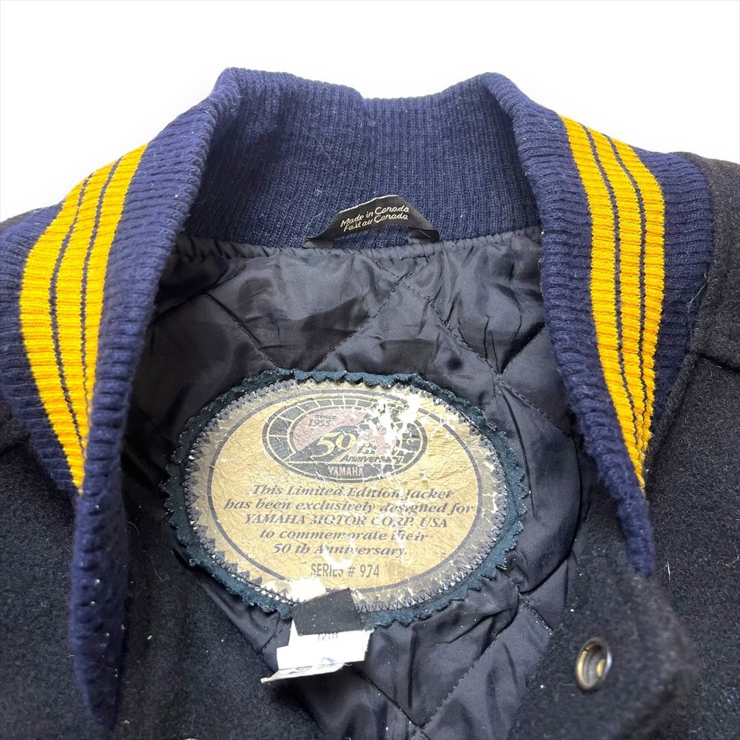 ウールジャケット ジャケット ブラック 古着 メンズ 3XL 裏地キルティング YAMAHA ヤマハ 50周年 企業 オーバーサイズ_画像2