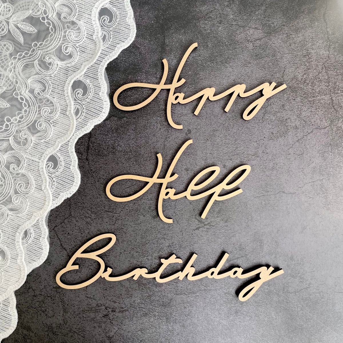 Happy Half Birthday  typeB ハーフバースデー 木製レターバナー 壁面装飾 ハーフバースデー飾り