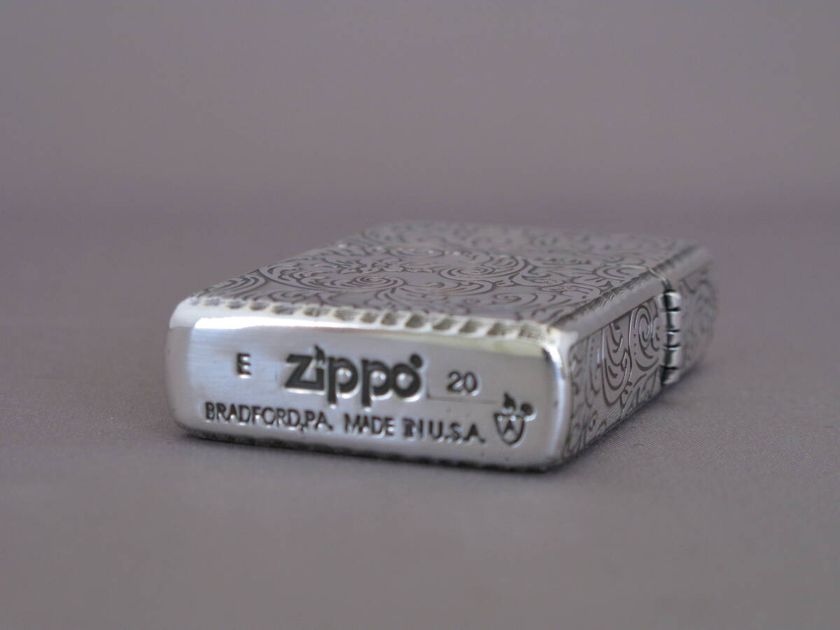 ZIPPO アーマー５面アラベスク リューター加工 銀いぶし仕上げ　新品、未使用　5AR-SI_画像6