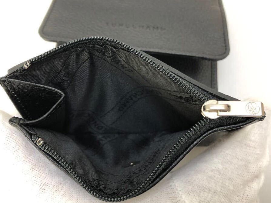  beautiful goods LONGCHANP Long Champ folding twice purse change purse . attaching leather black 