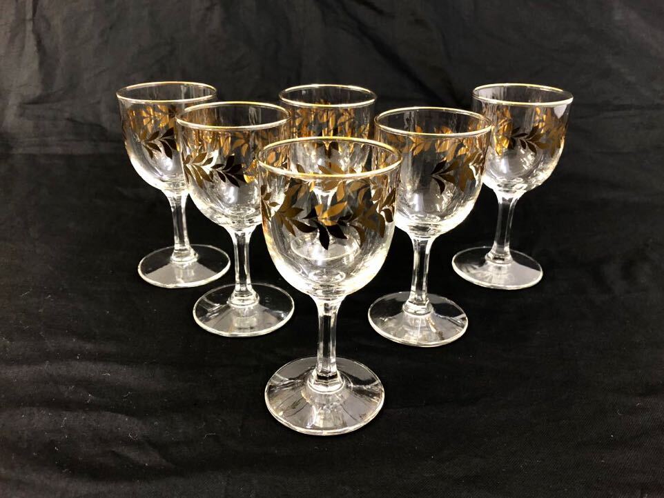 ワイングラス 6客セット 高さ約11cm グラス 金彩 の画像1