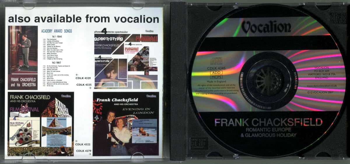 ☆送料込/ フランク・チャックスフィールド Frank Chacksfield / Romantic Europe ＋ Glamourous Holiday / 2in1CDの画像2