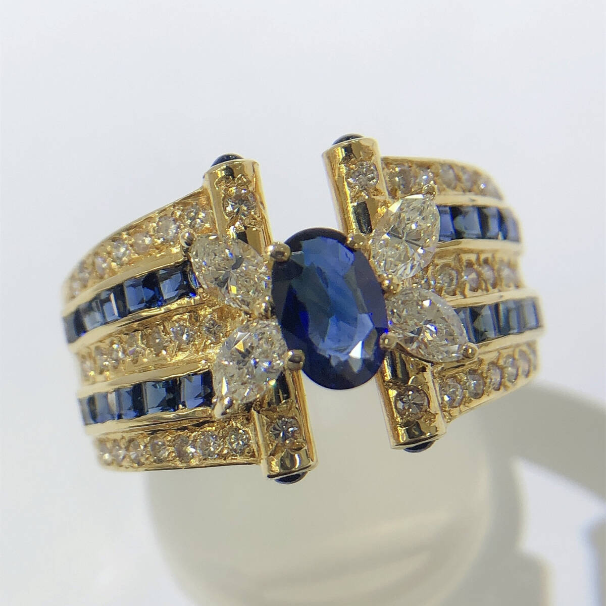 ★素敵★ K18 天然サファイア1.93ct 天然ダイヤモンド0.95ct リング 指輪 約21.5号