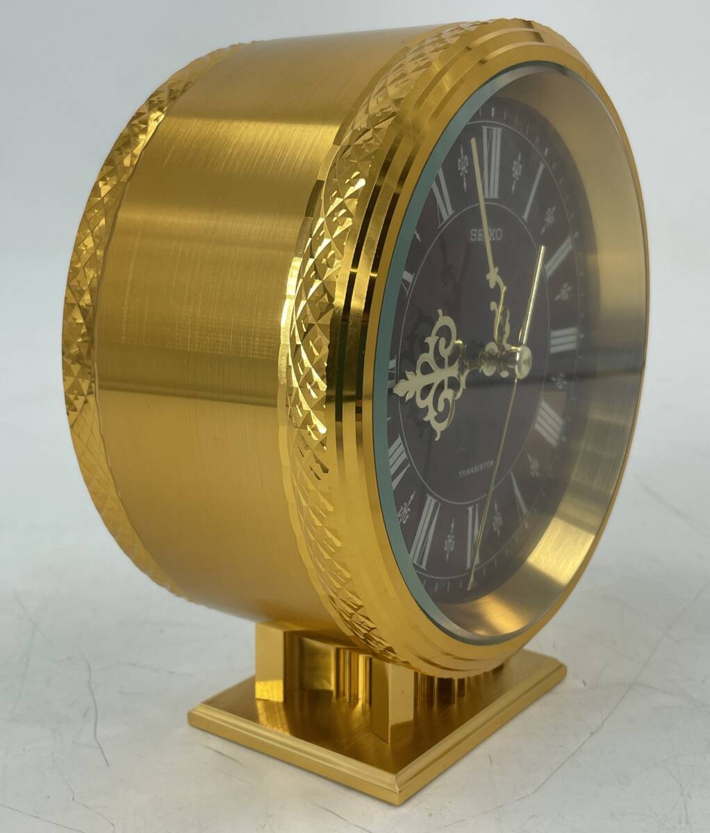  □M236 SEIKO セイコー TRANSISTOR トランジスタ 置き時計 RZ412 ゴールド TUNING PIECE TABLE CLOCKの画像3