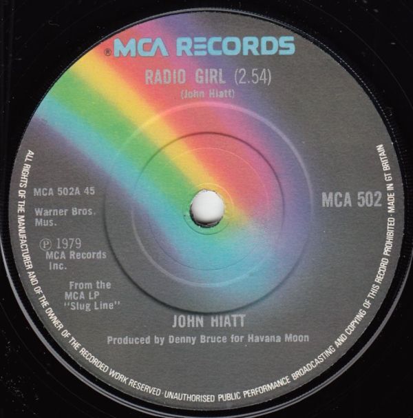 米 ロック・ギタリスト、シンガー、ジョン・ハイアット ７“ Radio Girl ピクチャー・スリーブ 1979年の画像3