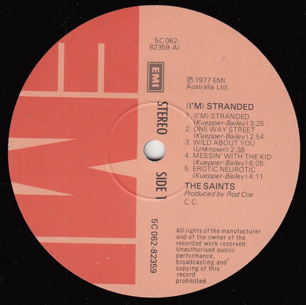 豪 ガレージ・ロック、パンク　ザ・セインツ　LP　(I’m) Stramded　1977年_画像3