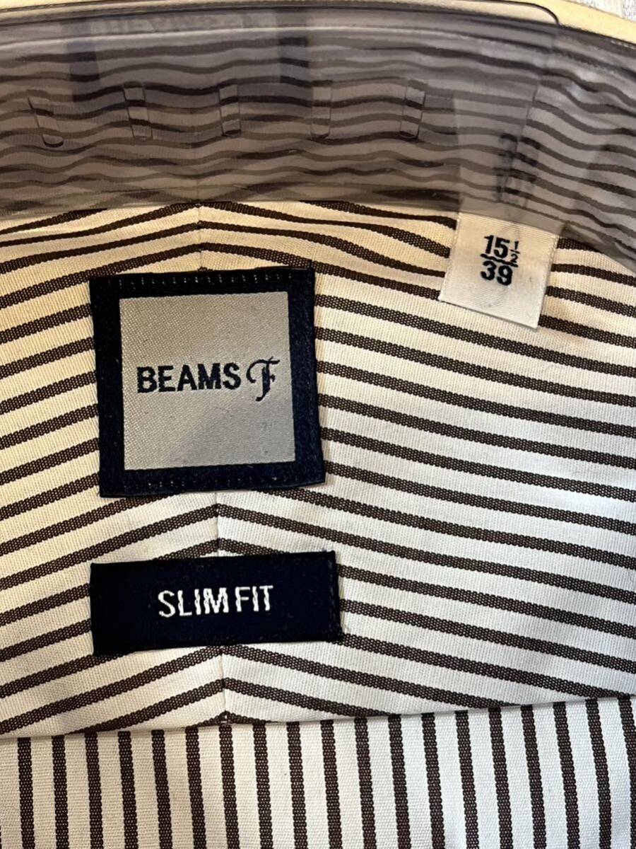 BEAMS F ビームスF ドレスシャツ新品 ブラウンストライプ サイズ39の画像3