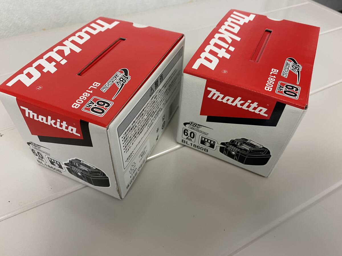 未使用品 makita マキタ リチウムイオンバッテリ BL1860B 18V 6.0Ah 2個_画像1