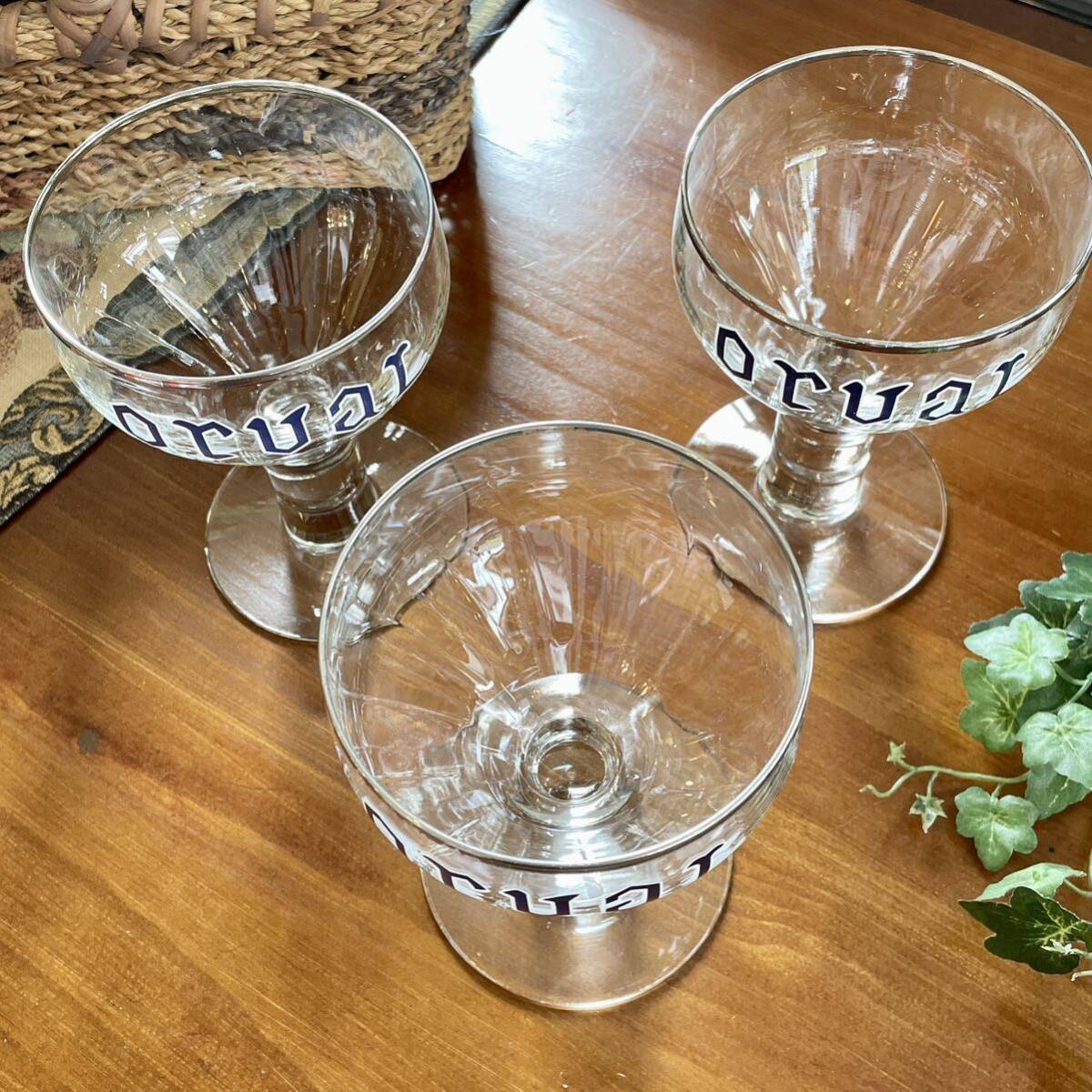 r197 ベルギー オルヴァル グラス 聖杯型 ゴブレットグラス 3点 カッコイイヴィンテージグラス コレクション ビールグラス の画像7