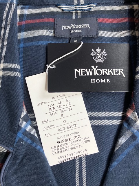 * новый товар не использовался с биркой NEW YORKER новый yo- машина пижама длинный рукав длинные брюки верх и низ в комплекте передний открытие передний карман M~L хлопок 100% бесплатная доставка *