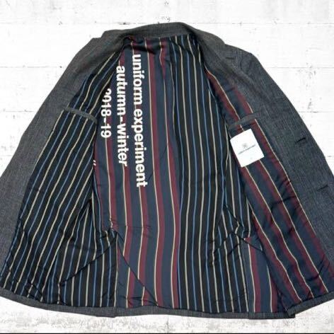 uniform experiment テーラード ジャケット マルチストライプ ユニフォームエクスペリメント 灰色 チャコールグレー S M 1サイズ ueの画像2
