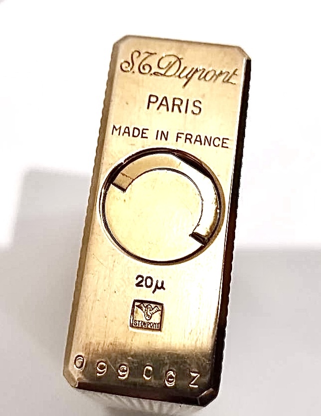 160■ S.T.Dupont デュポン ライン1 ダイヤモンドヘッド ローラーガスライター ゴールドカラー 着火確認 火花確認済み 黒ずみ キズ 現状品の画像5