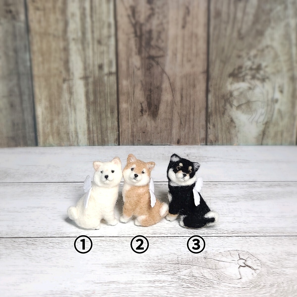  Angel . dog ③ black . solid only legume ... wool felt hand made doll house miniature Blythe pet . dog 