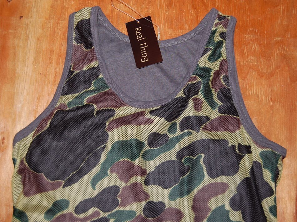  free shipping prompt decision! RealThings mesh tank top camouflage -ju×GREY L