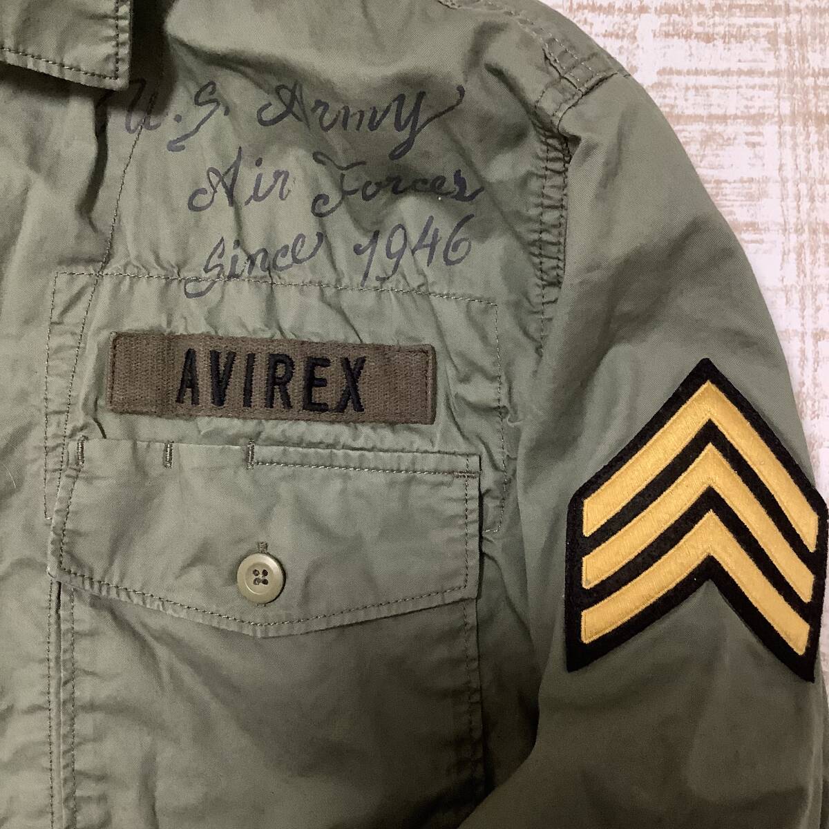 M3◇AVIREX｜アヴィレックス ミリタリー シャツ シャツジャケット カーキ サイズLの画像8
