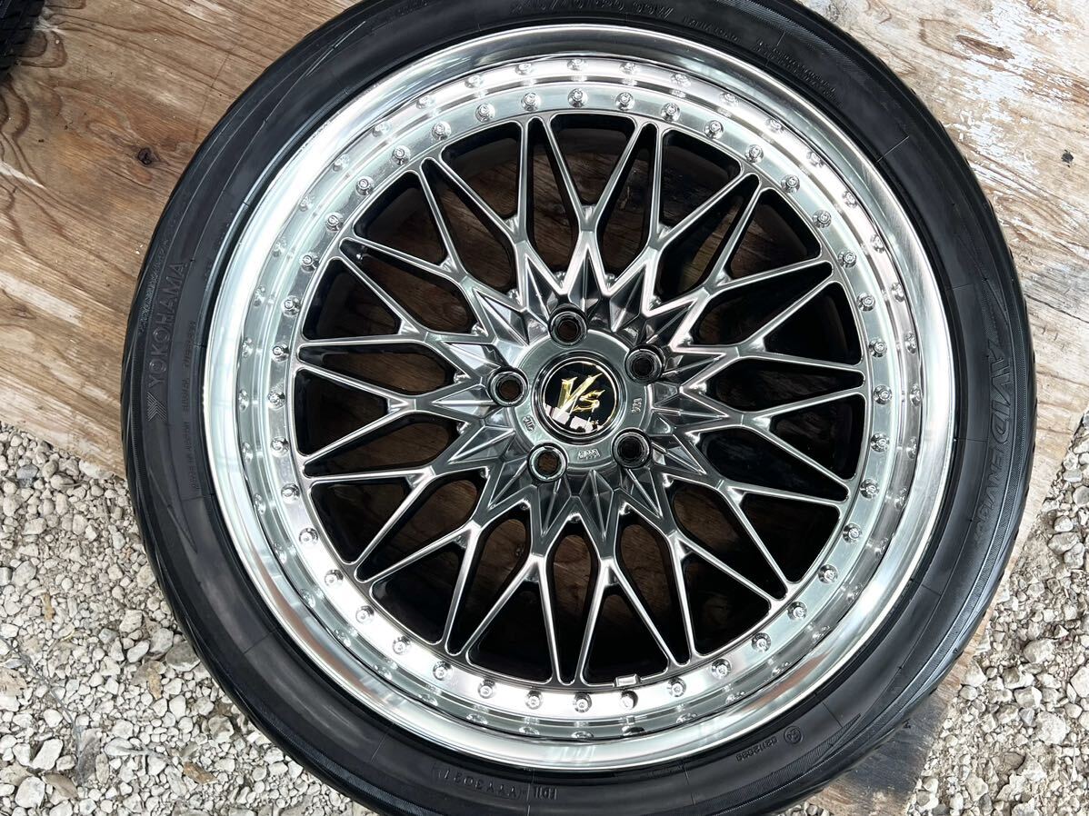 WORK VS XV ワーク 美品 20インチ PCD114.3 5穴 9J+34 4本通し ブリリアントシルバーブラック 245/40R20 ヨコハマタイヤ付 ミニバン セダンの画像5