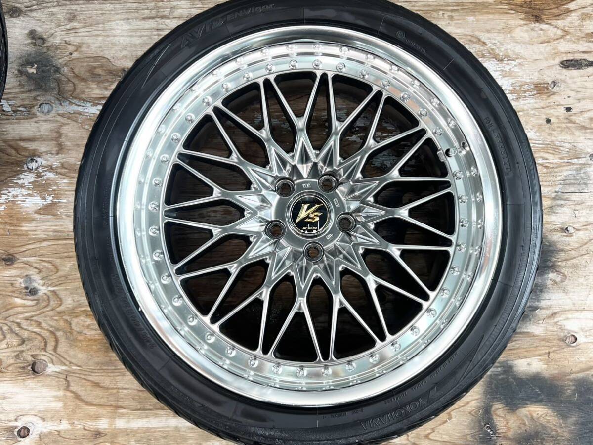 WORK VS XV ワーク 美品 20インチ PCD114.3 5穴 9J+34 4本通し ブリリアントシルバーブラック 245/40R20 ヨコハマタイヤ付 ミニバン セダンの画像4