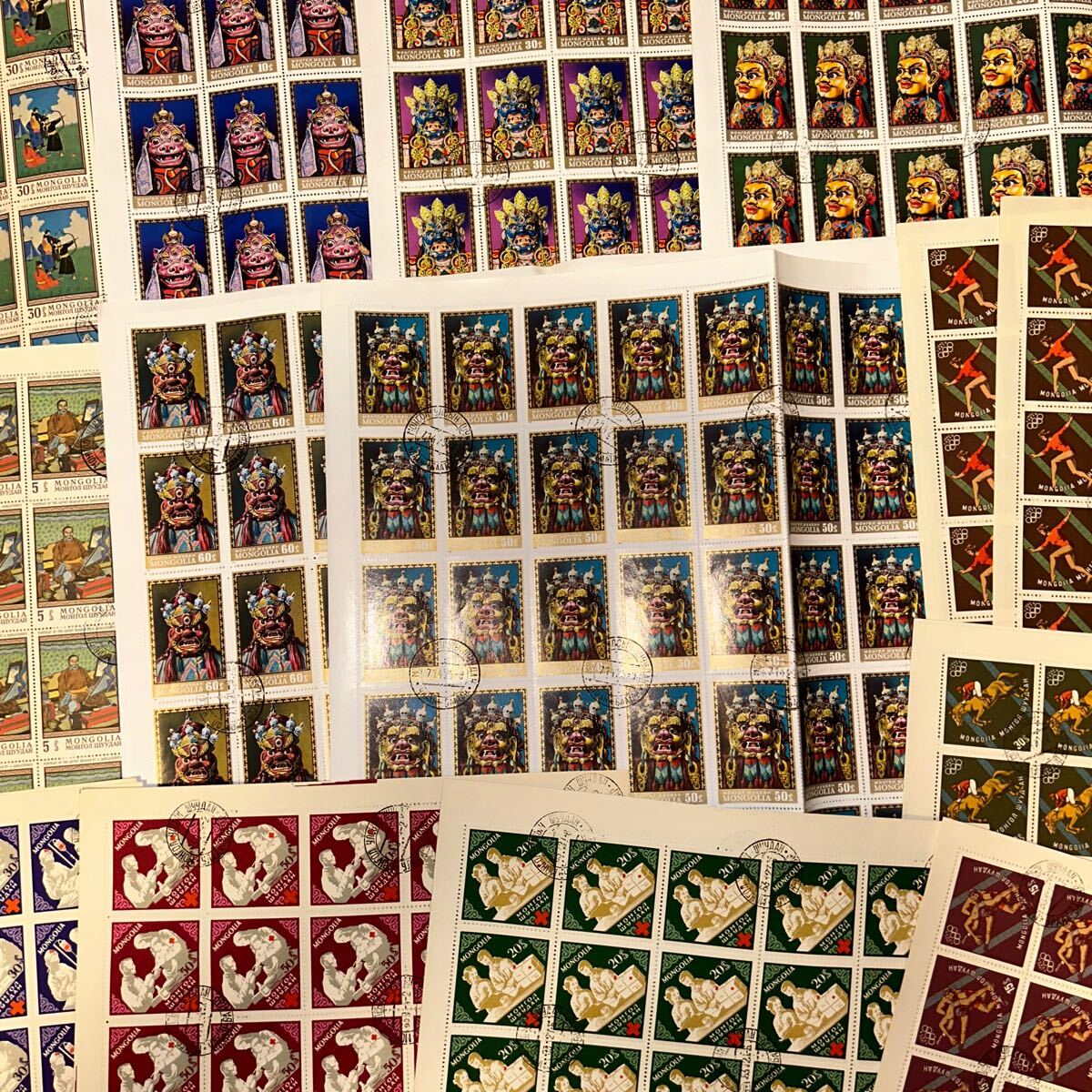ジャンクジャーナル、紙もの！モンゴル切手シート使用済23種各2枚の画像5