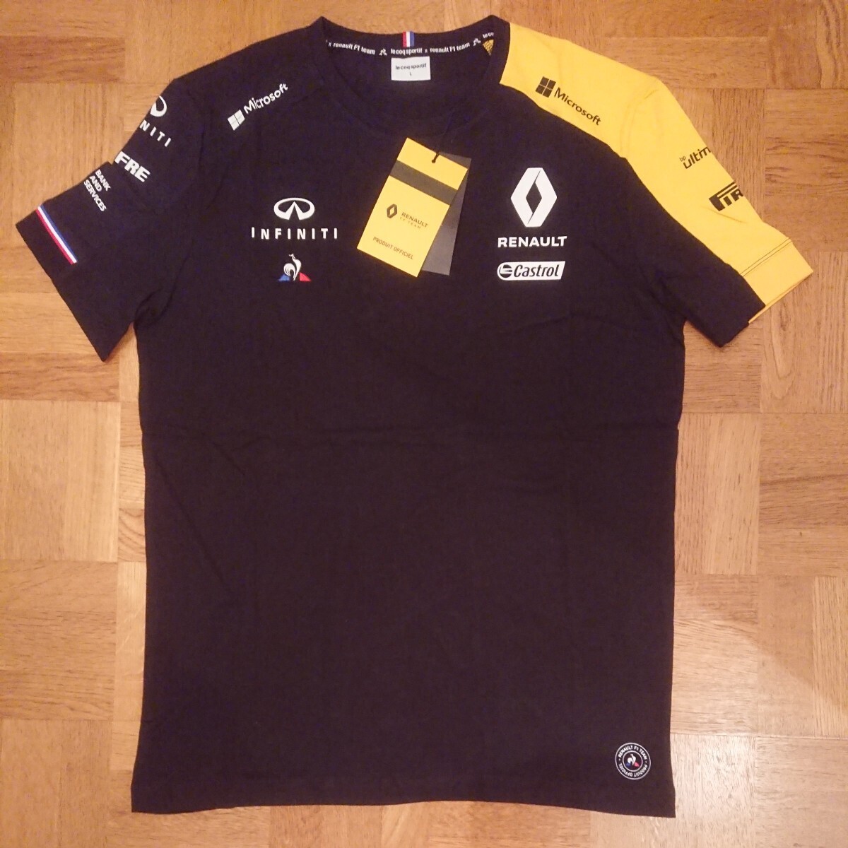  not for sale new goods unused tag attaching 2019 Infinity Renault Sport F1 team supplied goods T-shirt L size Le Coq s Porte .fle coq sportif