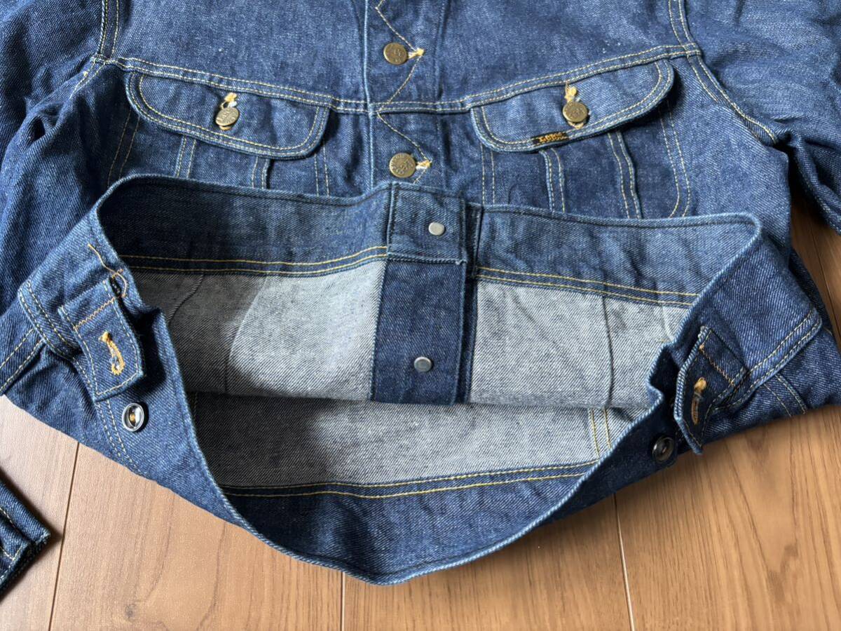 美品! 80s Lee USA製 220 ビッグサイズ ビンテージ ☆ 60s 70s 101j 101z levis 501 505 70505 カバーオール デニムジャケット 黒タグ_画像6