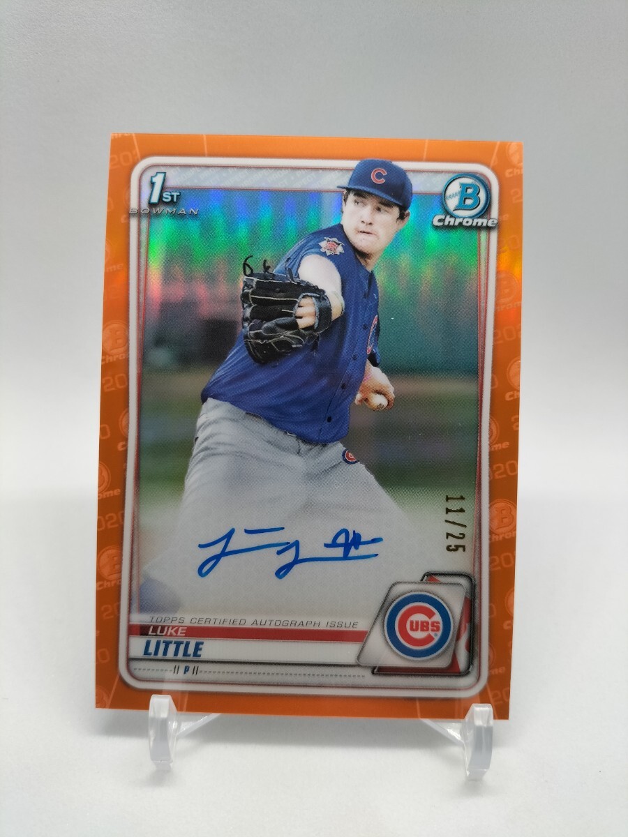 Luke Little 25枚限定 2020 Bowman Chrome Auto Orange Refractor 1st の画像1