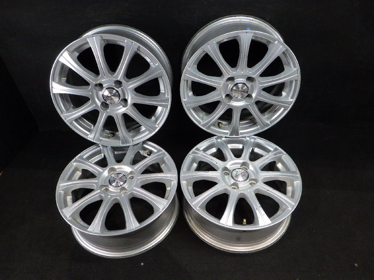 [石] weds ZELERNA 15×5.5J 100×4H +45 ハブ径73mm ポリッシュ 社外アルミホイール 4本セット 個人宅不可 ■ 15インチ 中古品 ■の画像1