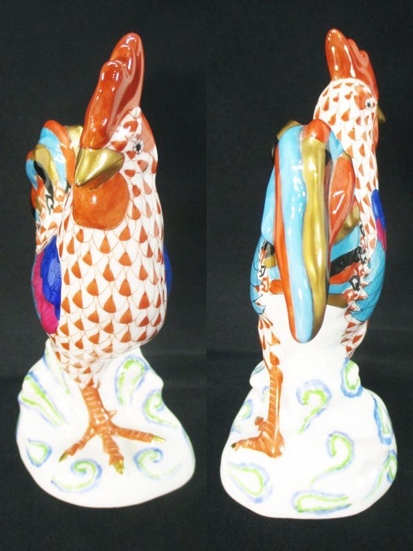 4631 HEREND ヘレンド ハンドペイント 干支 酉 フィギュリン 置物/手描き 鱗模様 金彩 十二支 鶏 にわとり 陶器 西洋陶磁 西洋美術の画像3