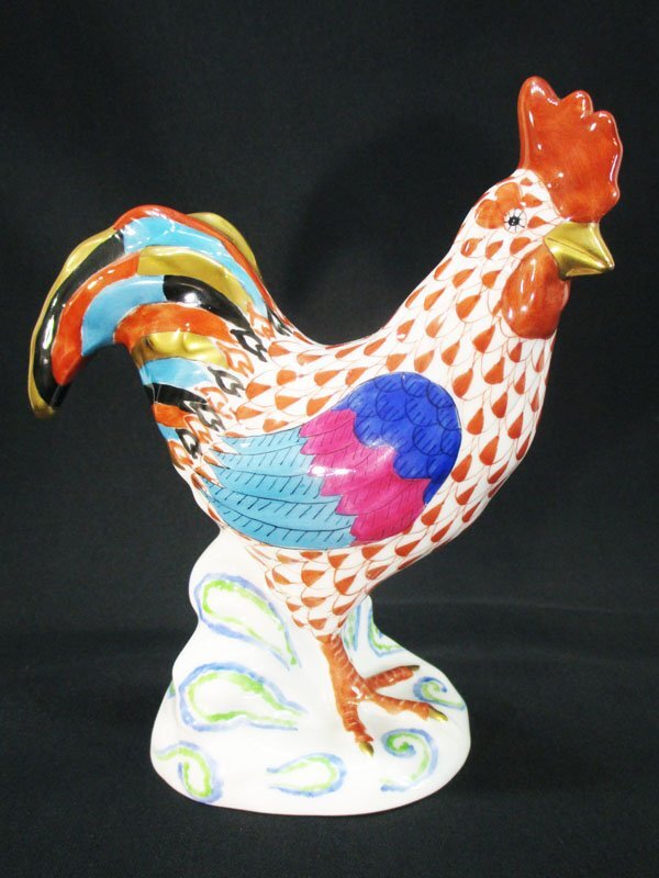 4631 HEREND ヘレンド ハンドペイント 干支 酉 フィギュリン 置物/手描き 鱗模様 金彩 十二支 鶏 にわとり 陶器 西洋陶磁 西洋美術の画像2