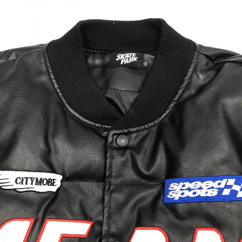 【中古】SKATEPARK フェイクレザー中綿ジャケット ブラック XL　スケートパーク[240024460031]