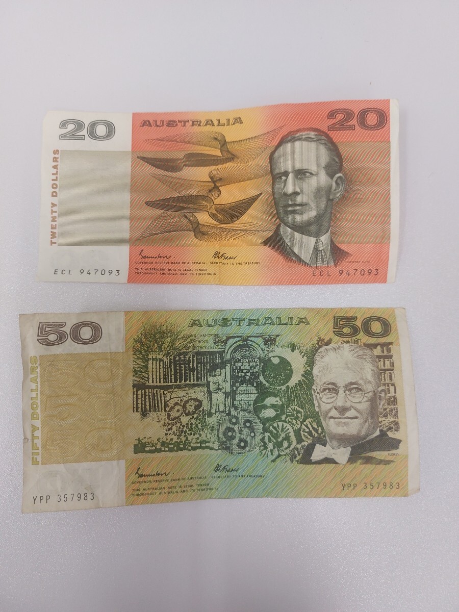 旧紙幣、オーストラリア20ドル、50ドル、合計70ドル_画像1