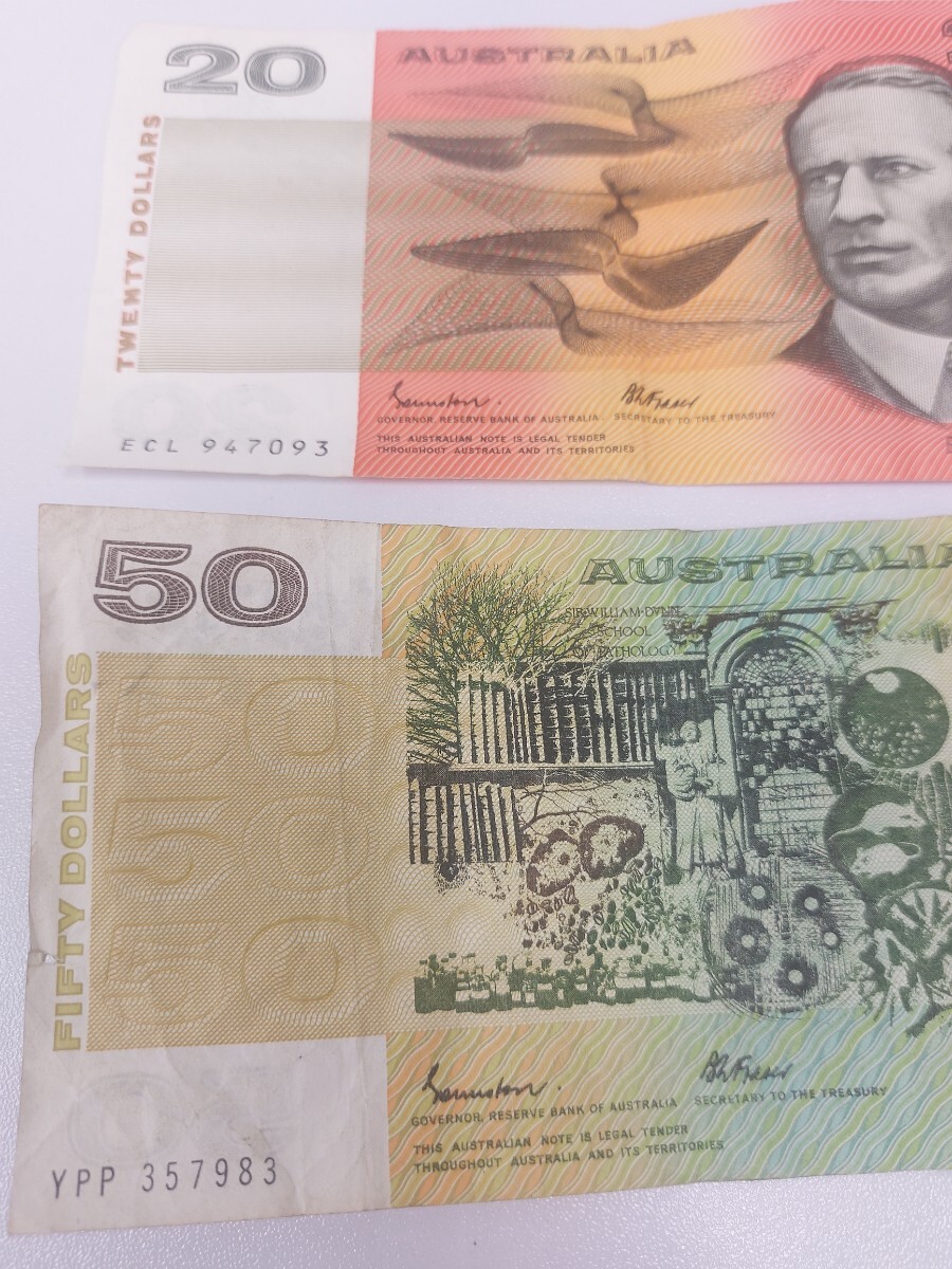 旧紙幣、オーストラリア20ドル、50ドル、合計70ドル_画像6
