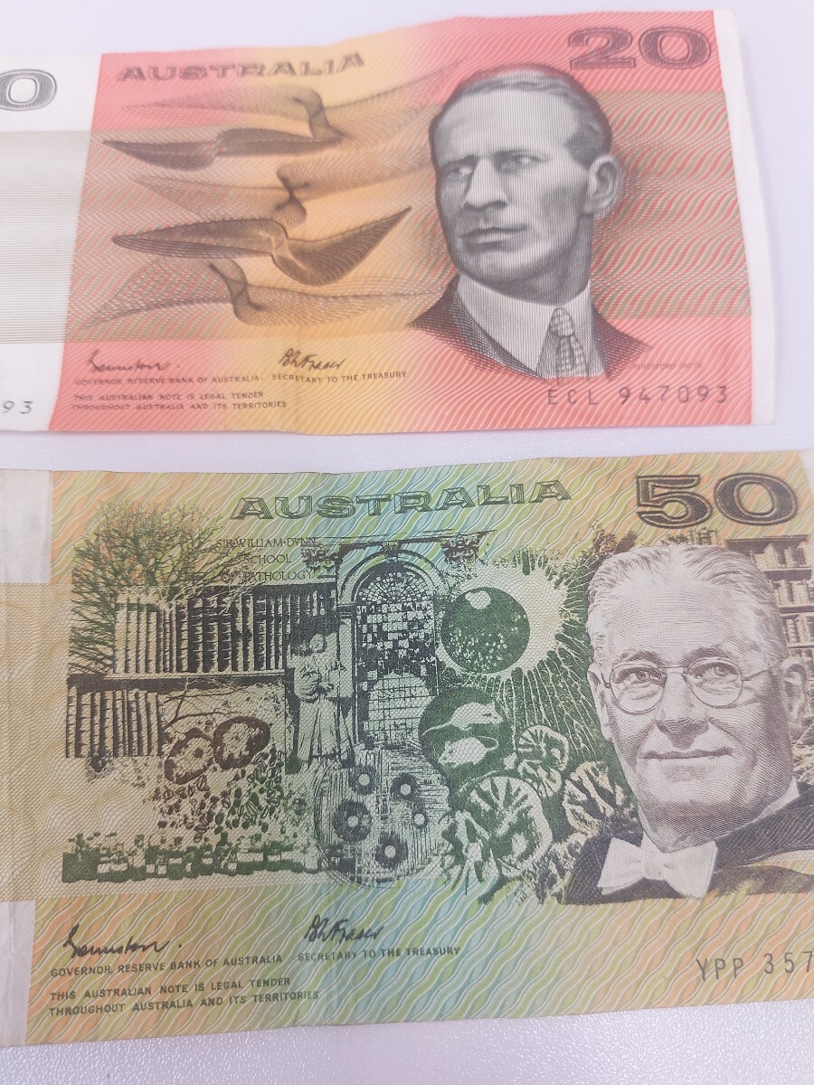 旧紙幣、オーストラリア20ドル、50ドル、合計70ドル_画像7