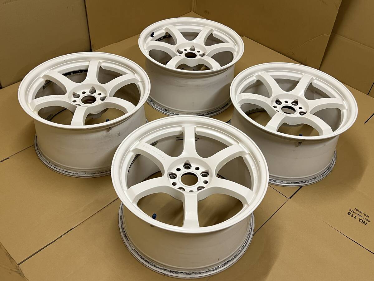  used wheel 4 pcs set RAYS GRAM LIGHTS 57D 18×9.5JJ+38 18×9.5JJ+22 PCD114.3 SUPER WHITE GTR RAYS made in Japan RACING