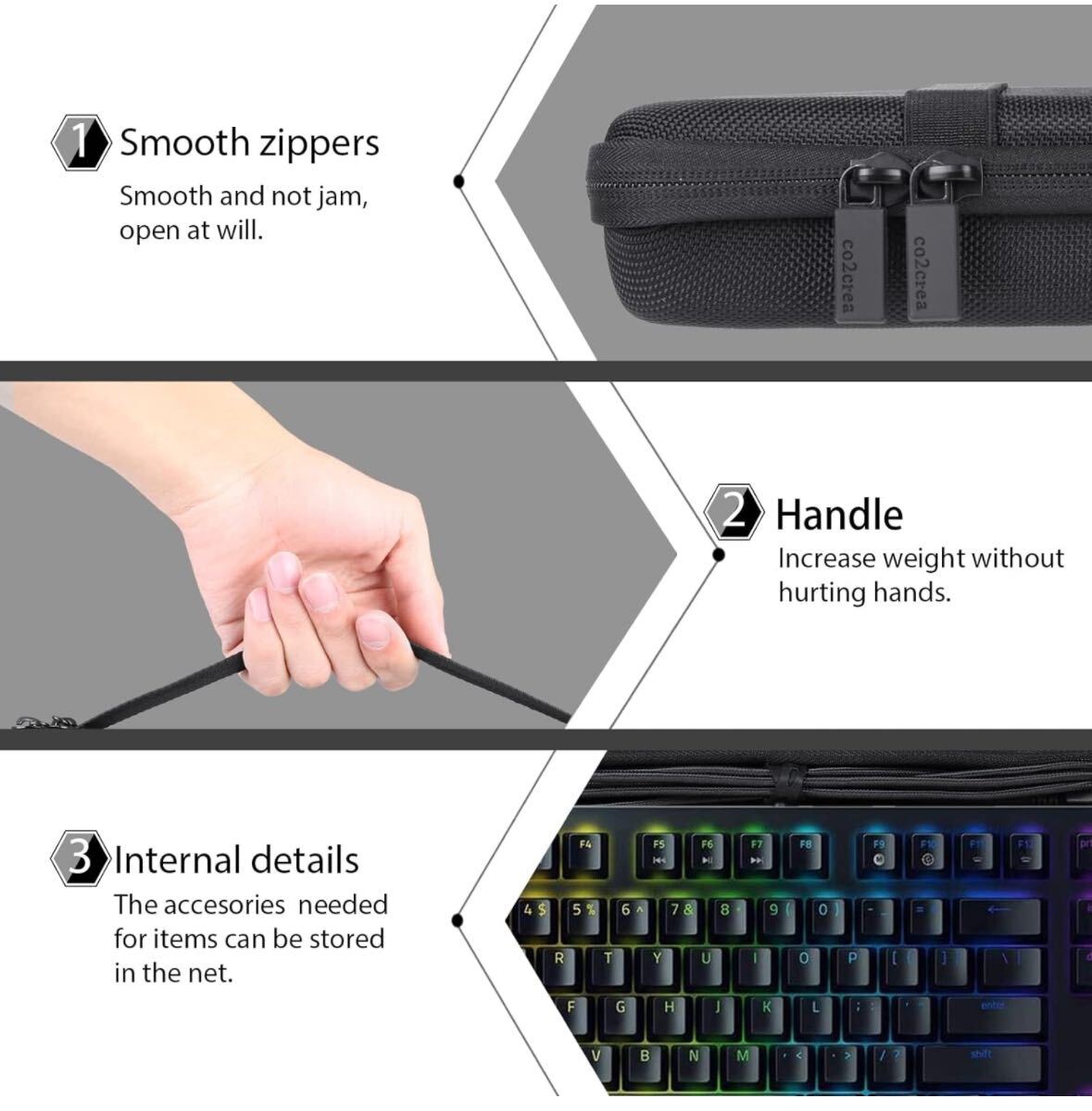  co2CREA 収納ケース 互換品 Razer Huntsman Tournament Edition ゲーミングキーボード （ケースのみ）