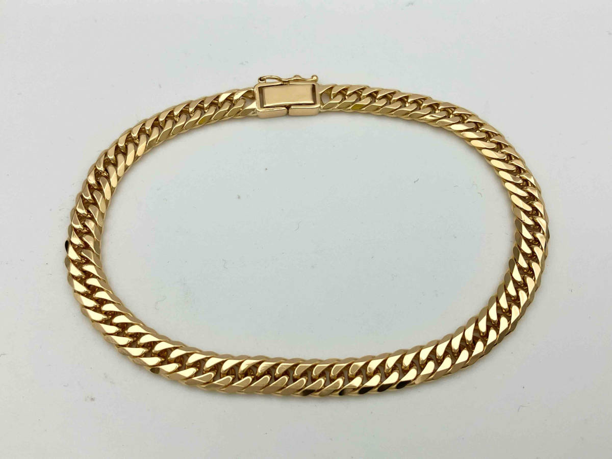 クリスマスツリー特価! K18/20cm/20.3g/6面ダブル喜平ブレスレット/造幣局刻印有り 店舗受取可 イエローゴールド